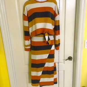 Lark + Grey Striped Two Piece Skirt Set